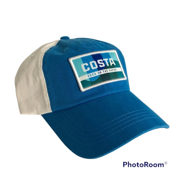 Costa Born On The Water Traveler Twill Fishing Hat Blue White One Size NEW - Picture 1 of 7